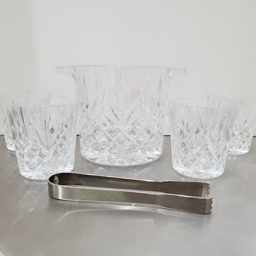 Royal Gallery Crystal Glass Ice Bucket Handles